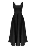 POST MERIDIEM decorated-bodice midi dress - Black