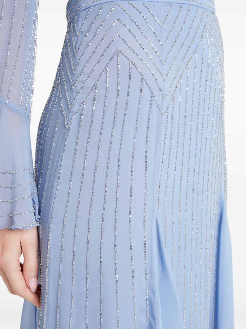 Beaded Pleated Midi Skirt