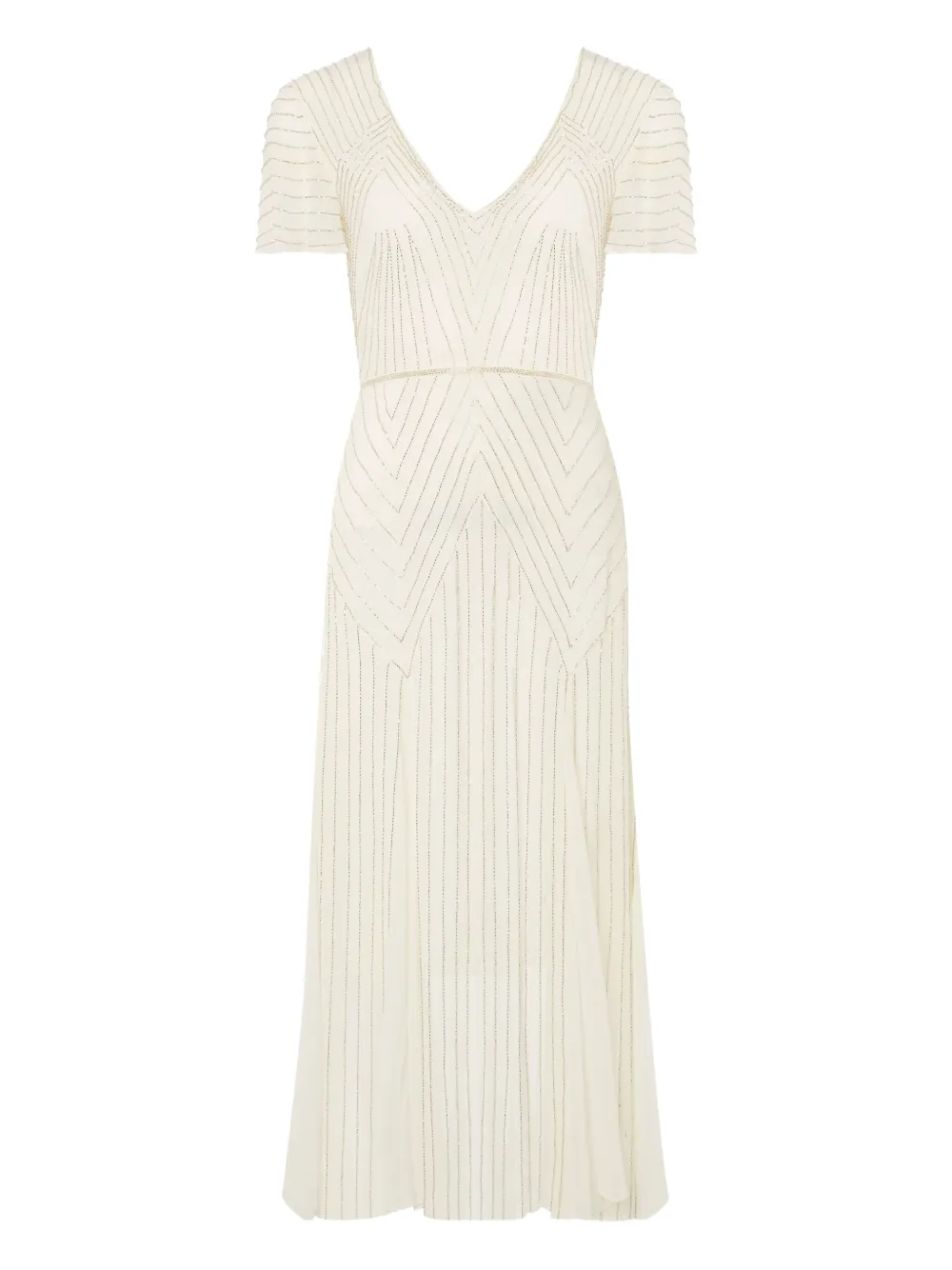 beaded v-neck maxi dress
