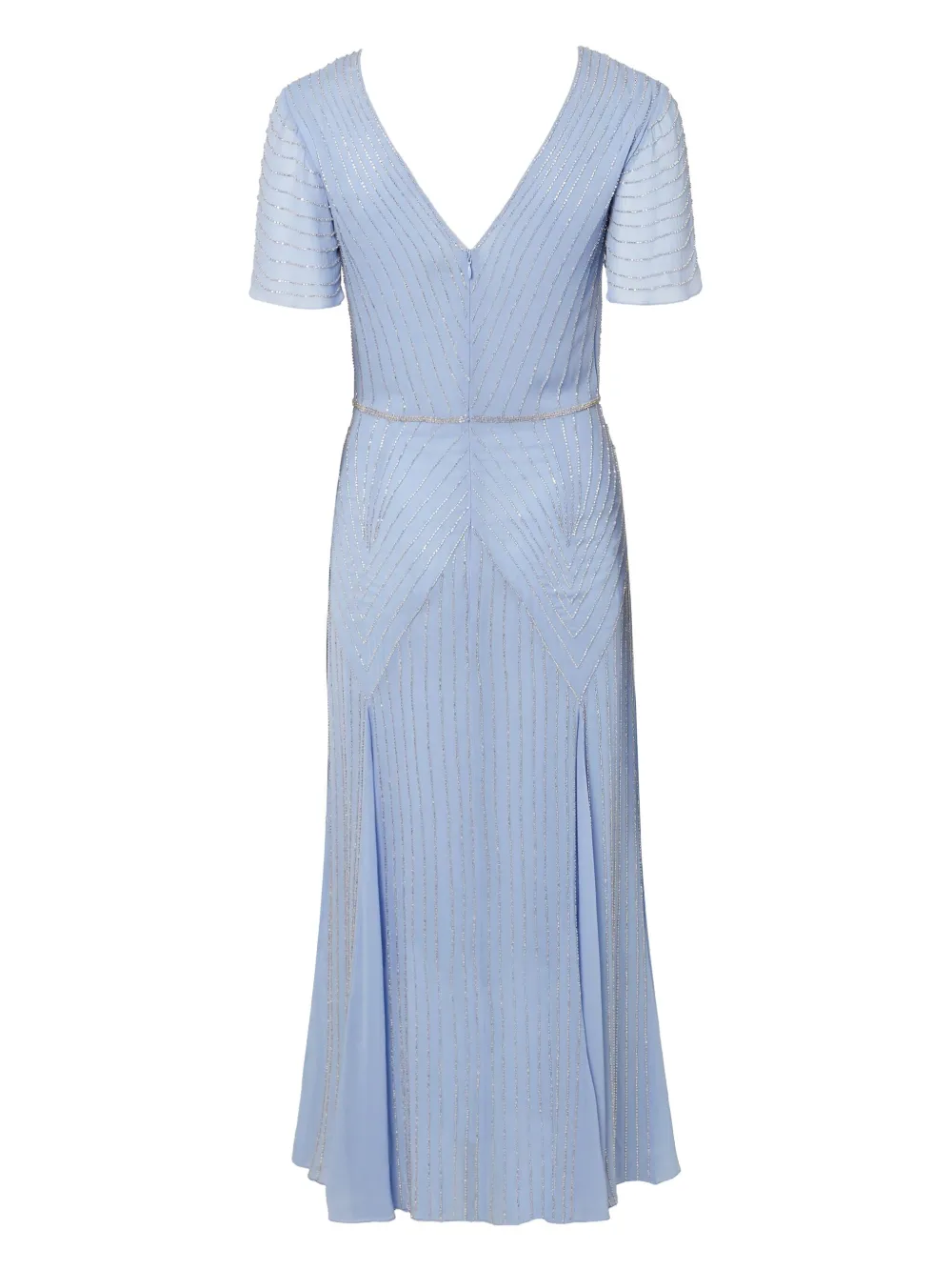 Temperley London Avondjurk met kralen en V-hals - Blauw