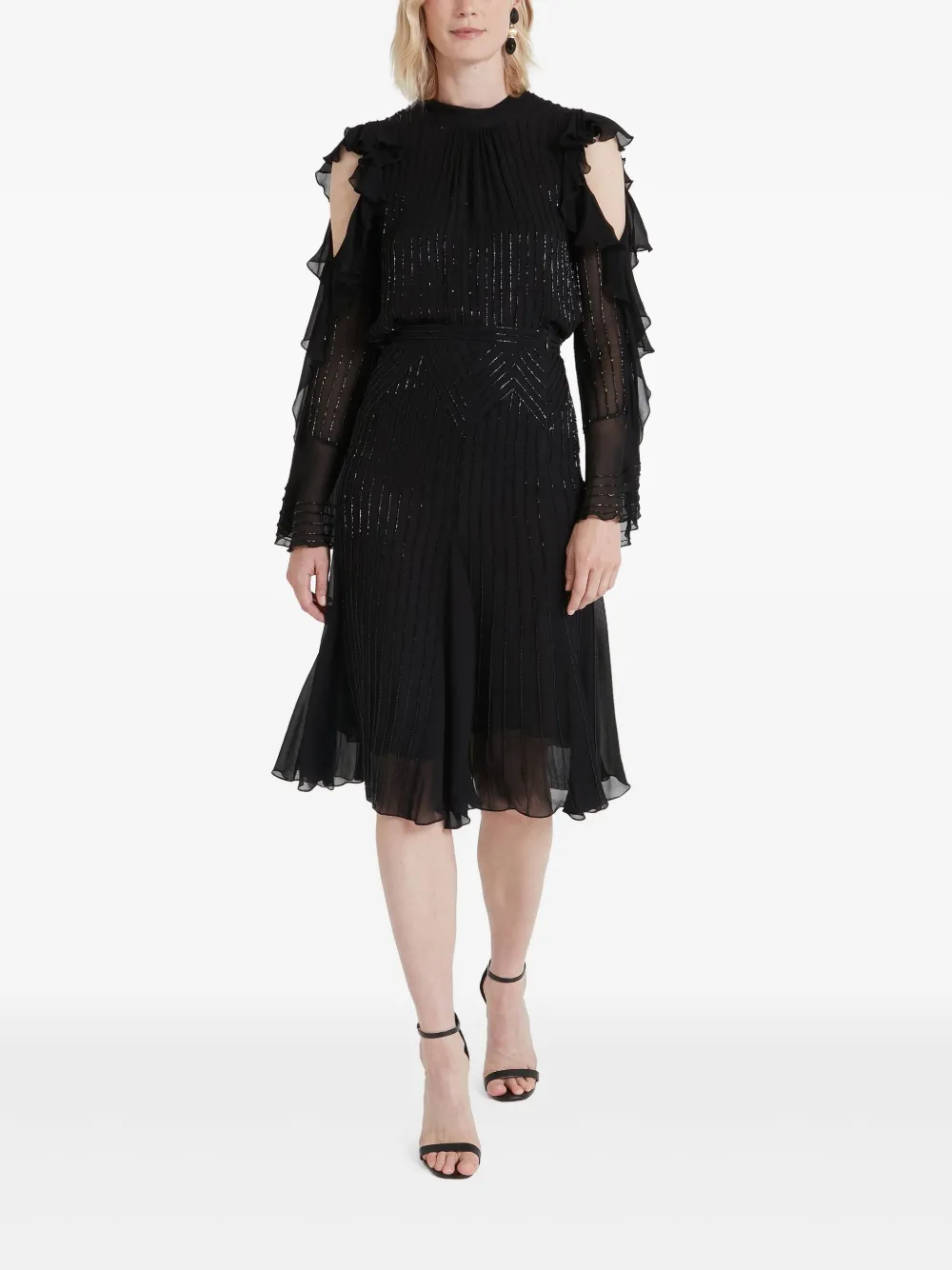 Temperley London Top met open schouders en ruches - Zwart