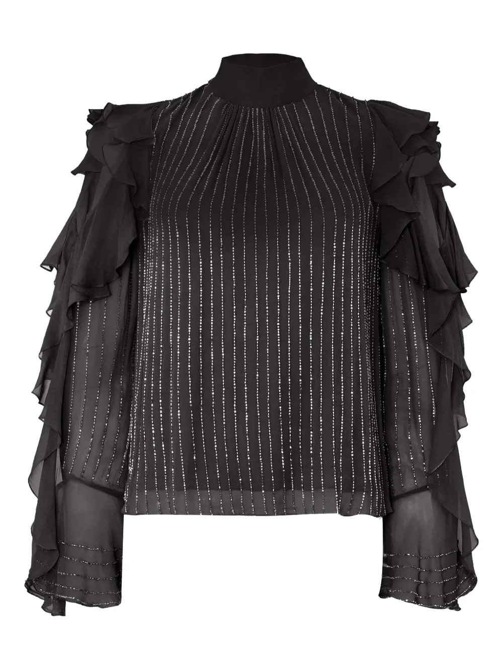 ruffled cold-shoulder top