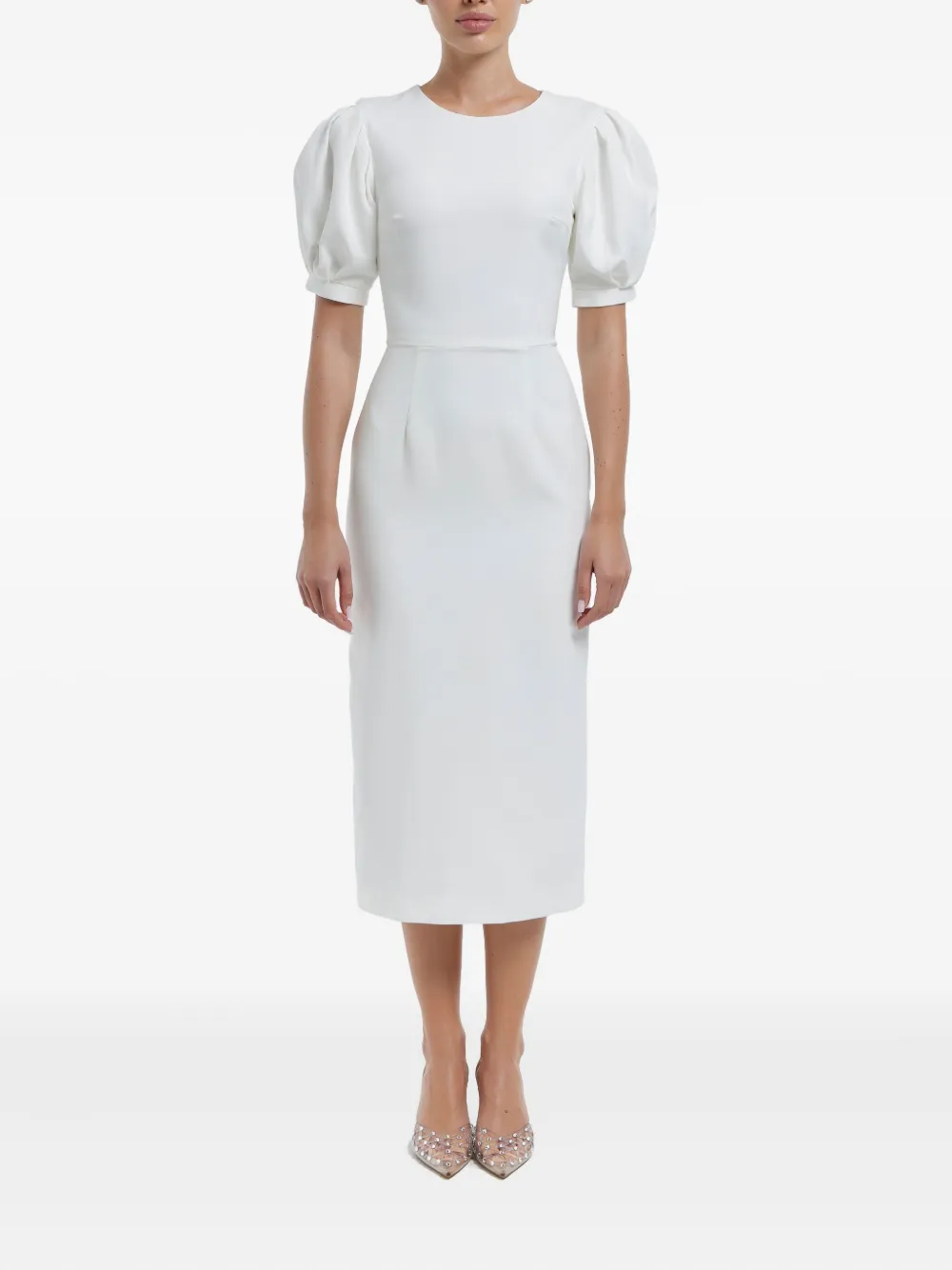 POST MERIDIEM Midi-jurk met volumineuze mouwen - Wit