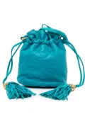 CHANEL Pre-Owned 1989-1991 Quilted Lambskin Drawstring Tassel bucket bag - Blue