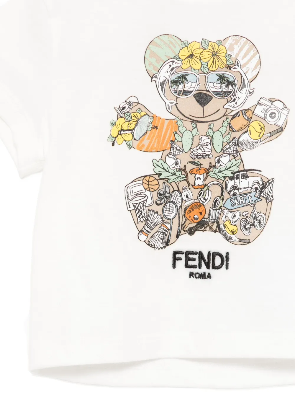 Fendi Kids T-shirt met grafische print Wit