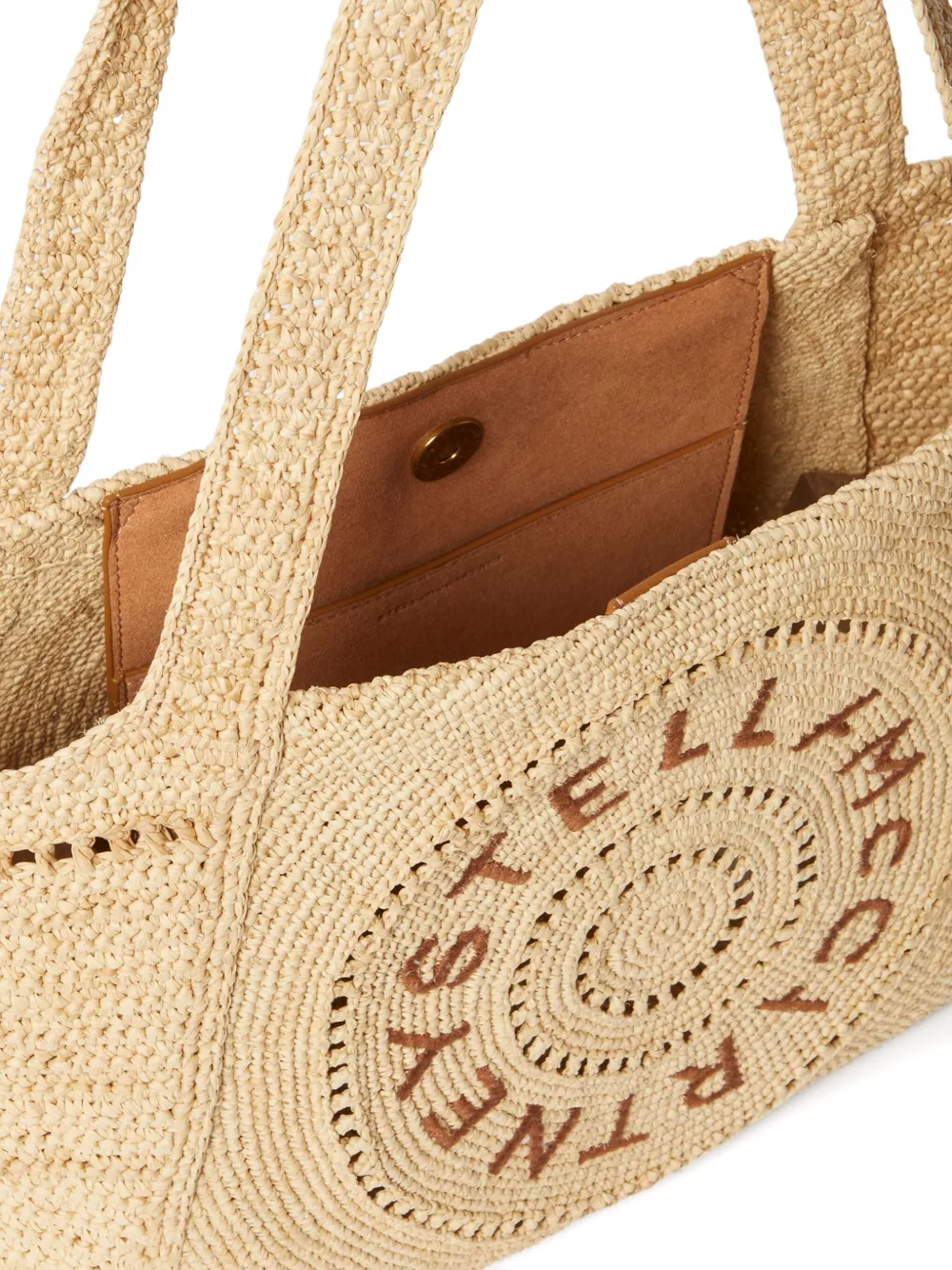 Stella McCartney Shopper met geborduurd logo Beige