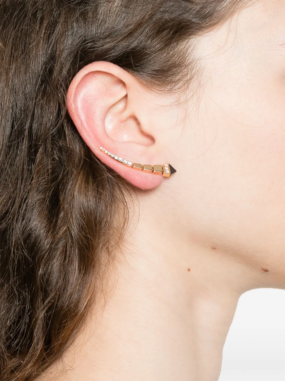 Anapsara arete en oro amarillo de 18kt con ónix y diamante | Image 2