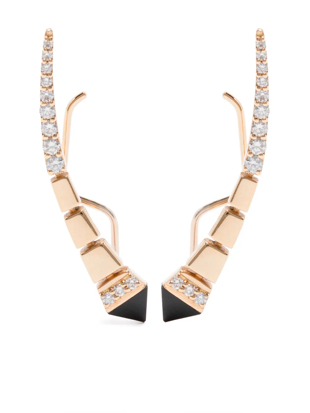 Anapsara arete en oro amarillo de 18kt con ónix y diamante | dorado | Image 1