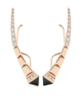 Anapsara 18K yellow gold engraved onyx and diamond single earring