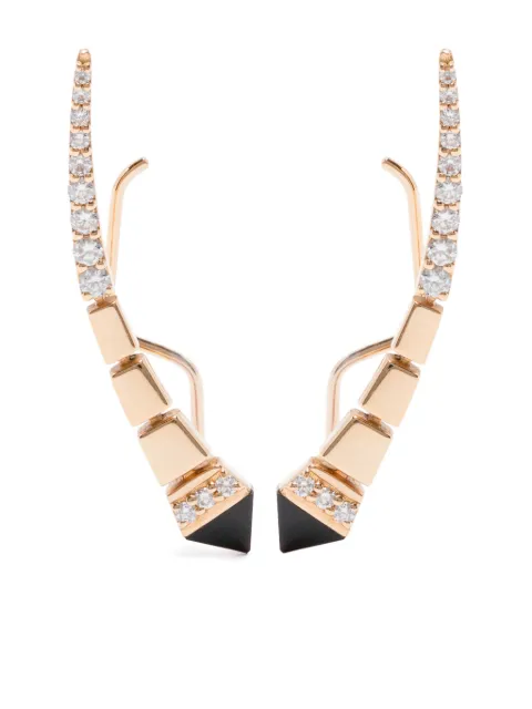 Anapsara 18K yellow gold engraved onyx and diamond single earring