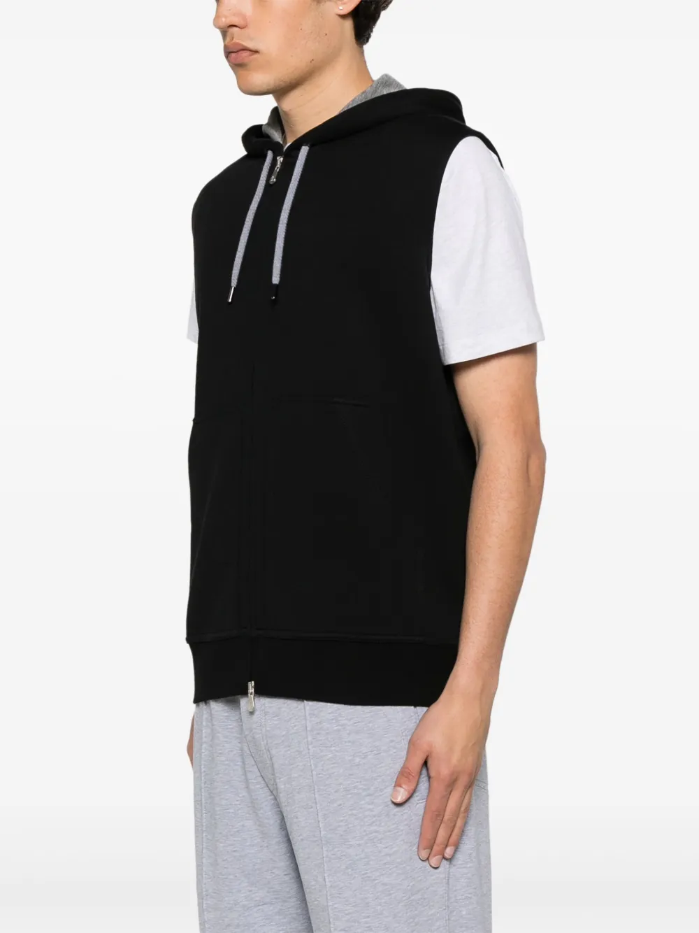Brunello Cucinelli Mouwloze hoodie met rits Zwart