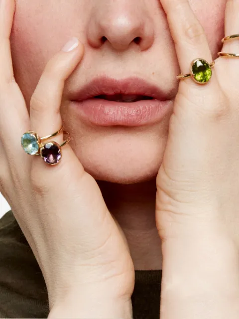 We by WHITEbIRD 9K yellow gold Jelly pink quartz ring