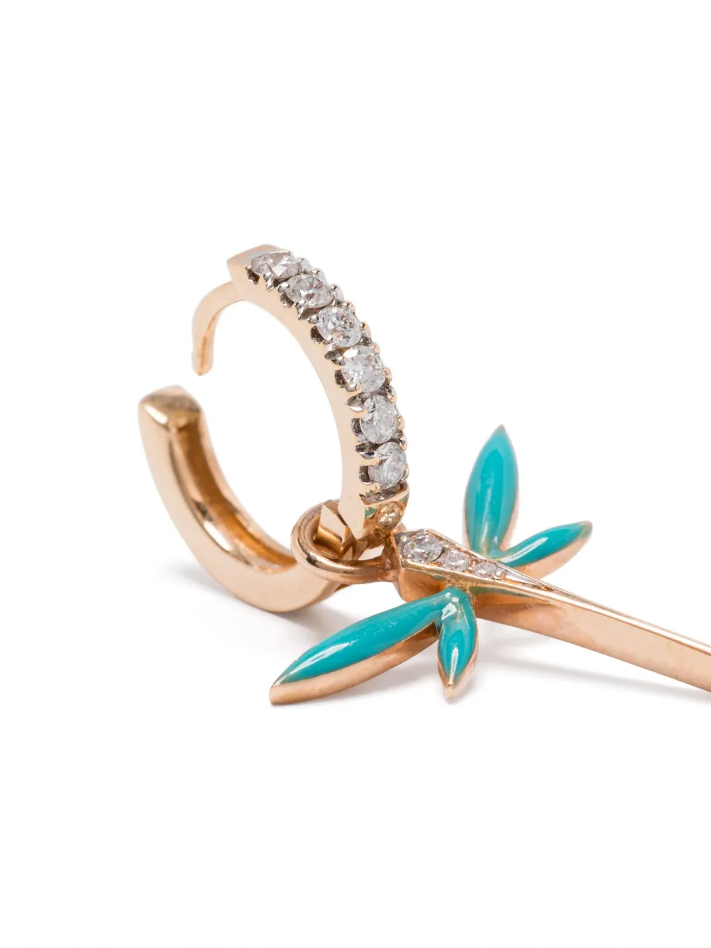  Anapsara 18k Rose Gold Dragonfly-pendant Diamond Single Earring - Pink 