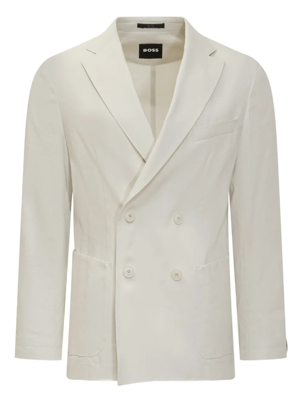 BOSS double-breasted patch-pocket blazer Wit
