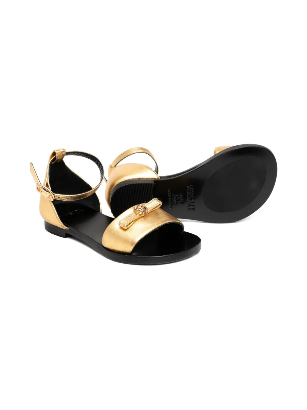 Versace Kids Gianni-ribbon sandals Yellow