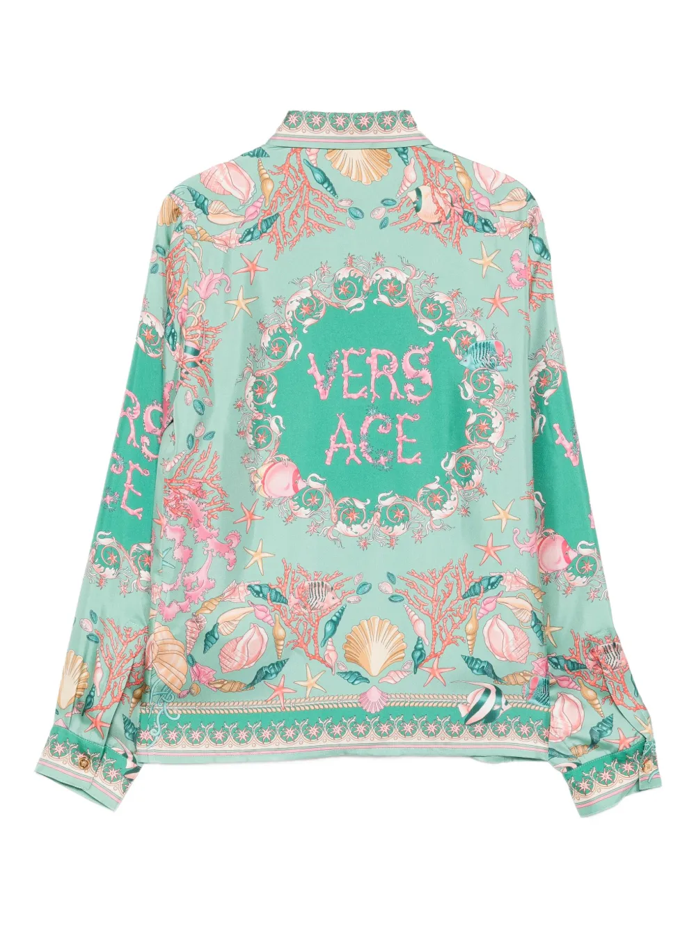 Versace Graphic-print Silk Shirt In Green