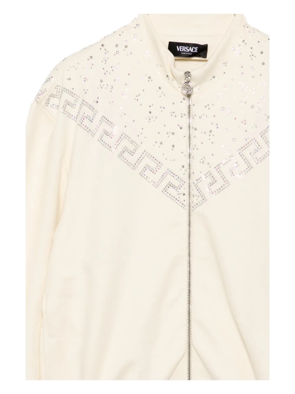 Versace Greca-embroidered Sweatshirt In Neutral