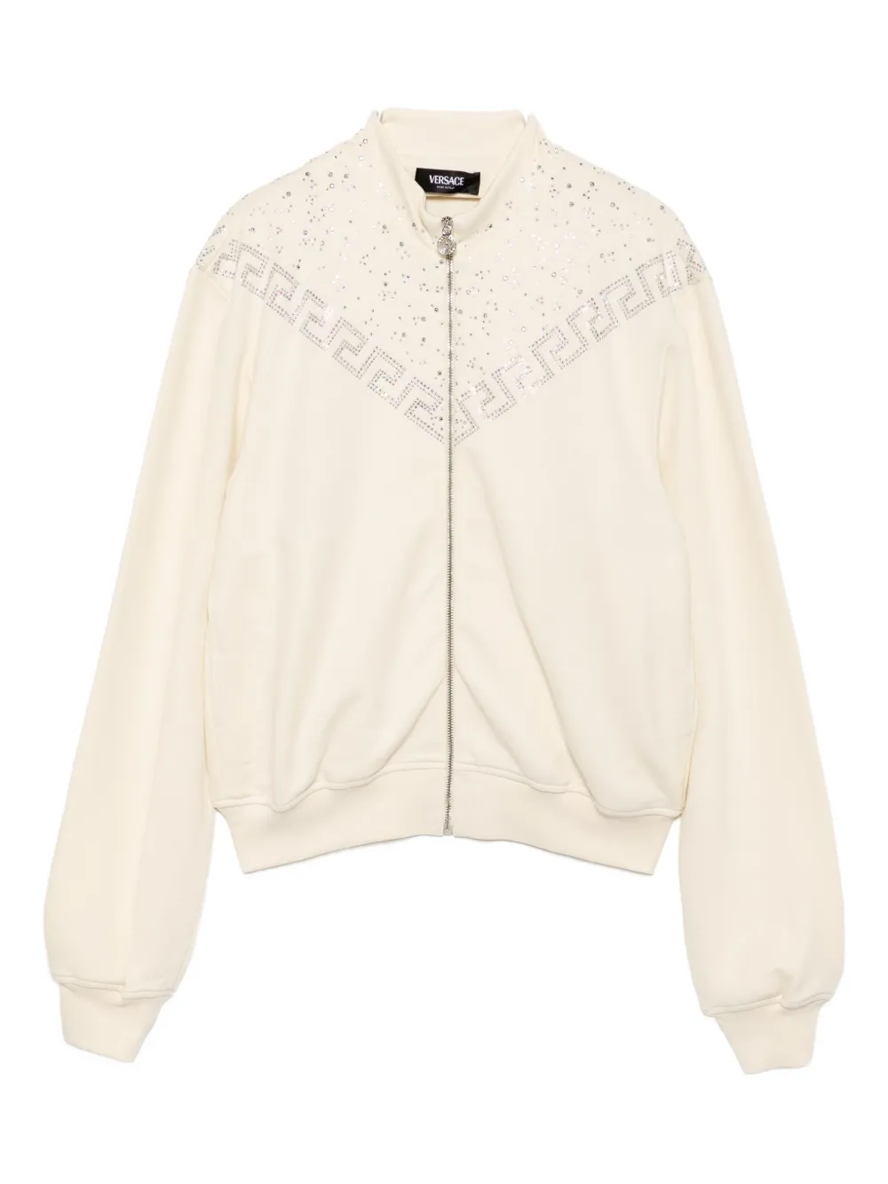 Versace Greca-embroidered Sweatshirt In Neutral