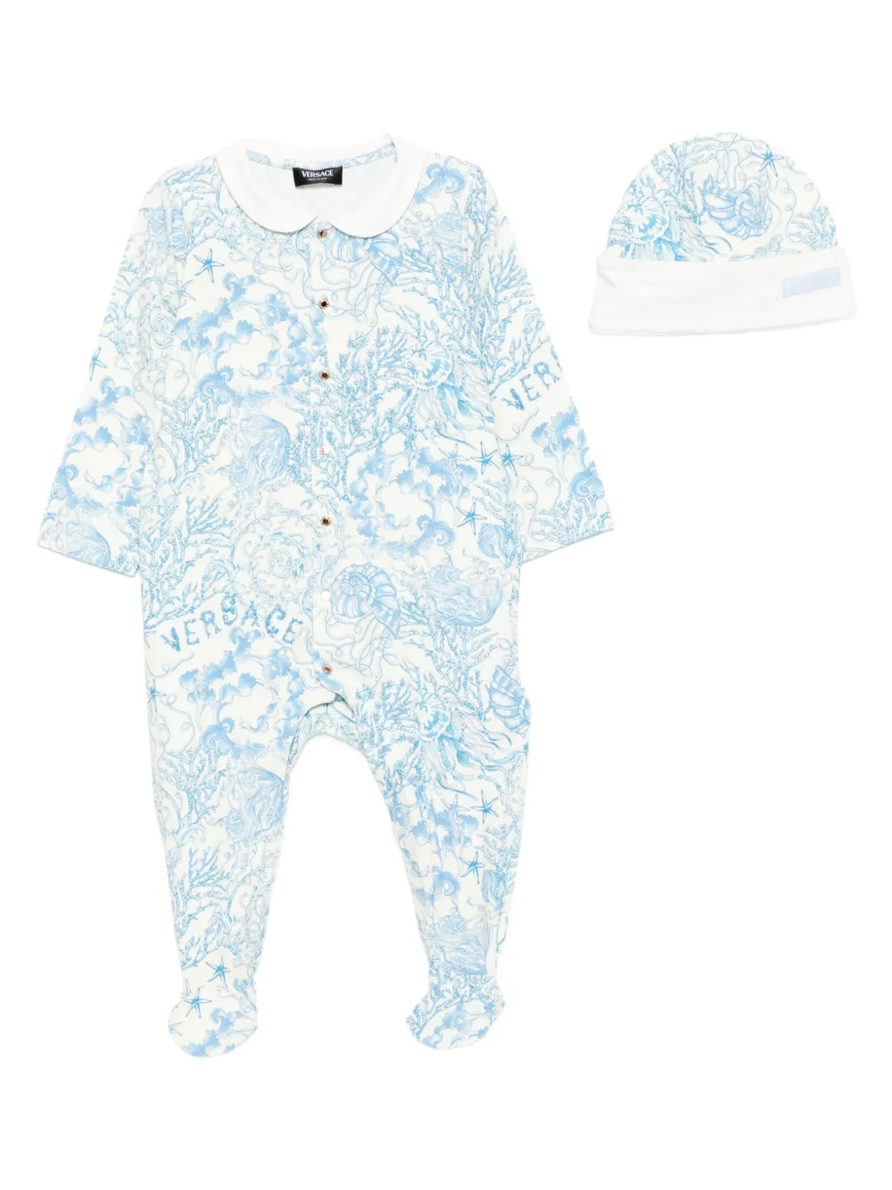 Versace Kids Slaappak babyset met barokprint Blauw