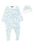 Versace Kids underwater barocco baby sleepsuit set - Blue