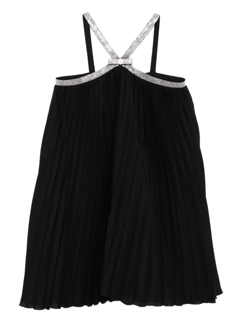 Versace Kids rhinestone-embellished pleated dress - Nero