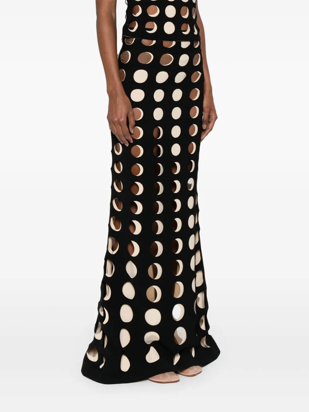 A.W.A.K.E. LAYERED-HOLES MAXI SKIRT