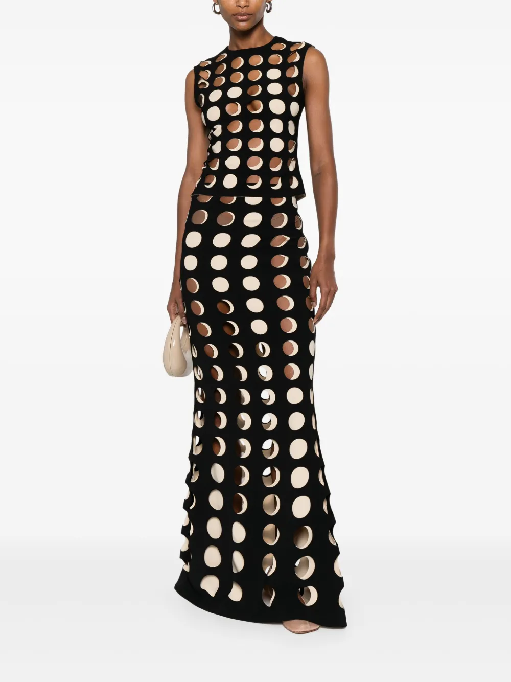 A.W.A.K.E. Mode Layered-holes maxi skirt - Zwart