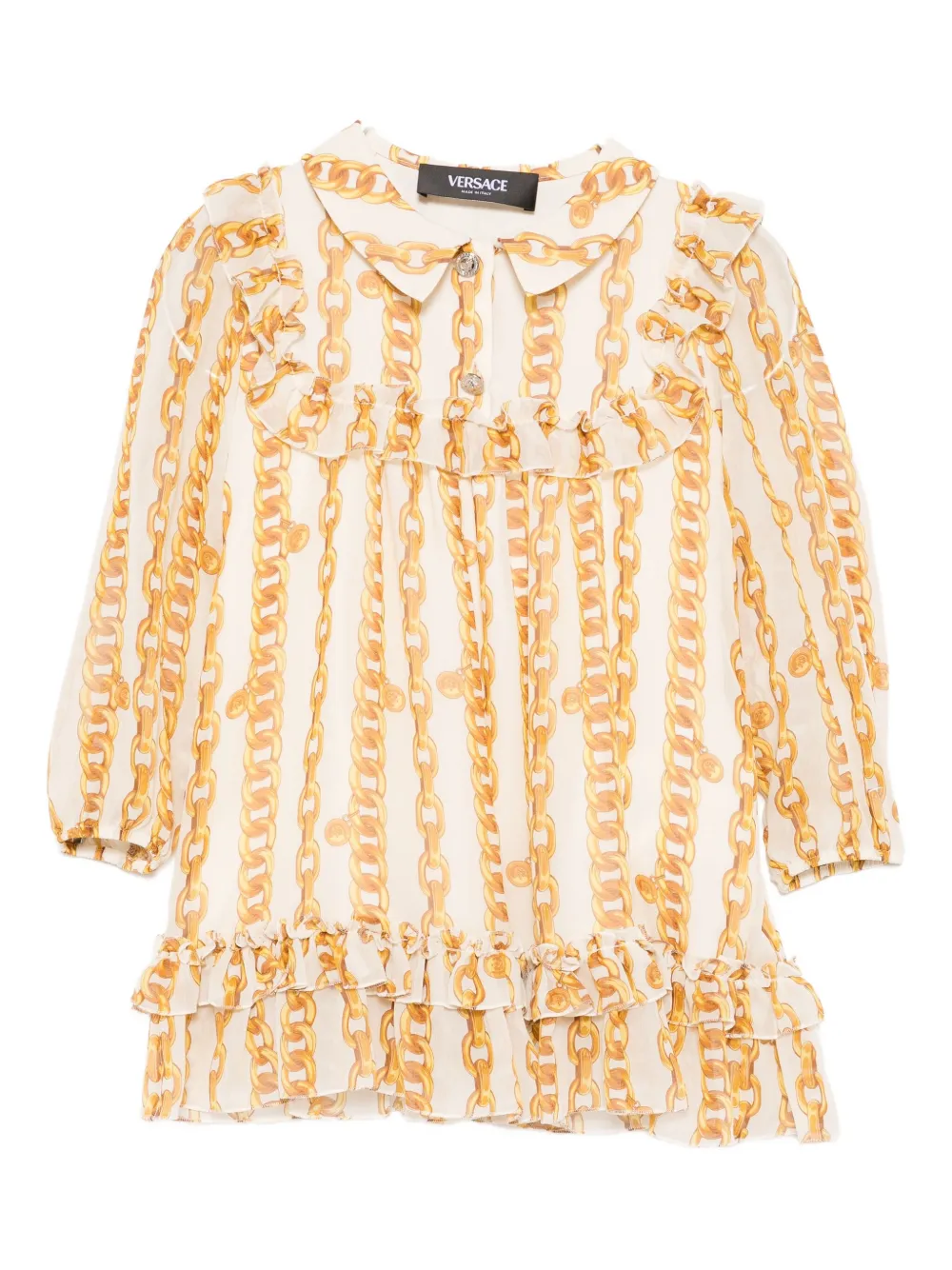 Versace Chain-print Dress In Yellow