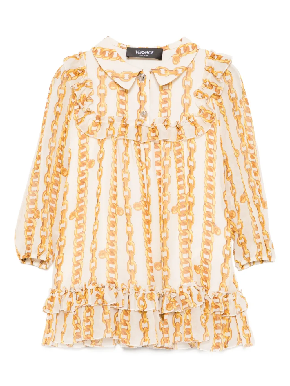 Versace Kids chain-print dress Beige