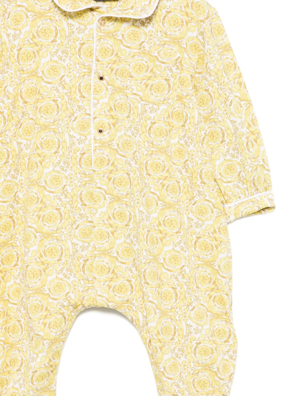 Versace Barocco-print Romper In Gold
