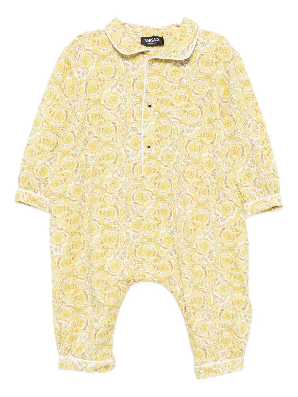 Versace Barocco-print Romper In Gold