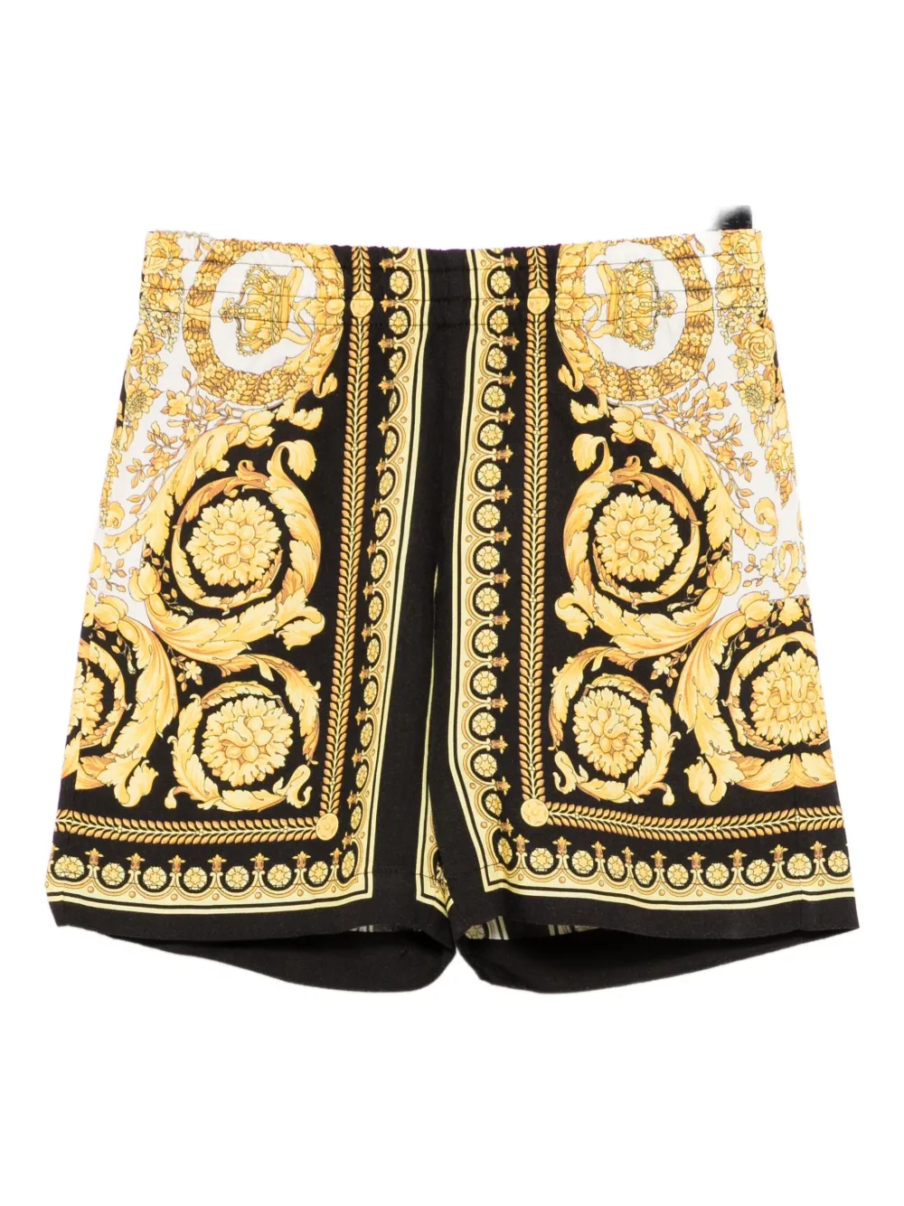 Versace Barocco-print Shorts In Yellow