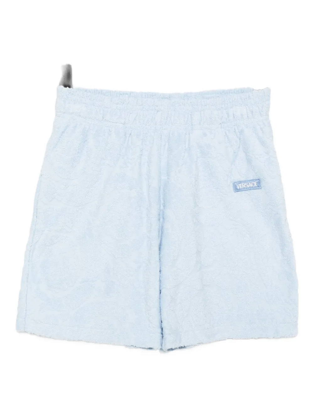 Versace Embroidered-logo Shorts In Blue
