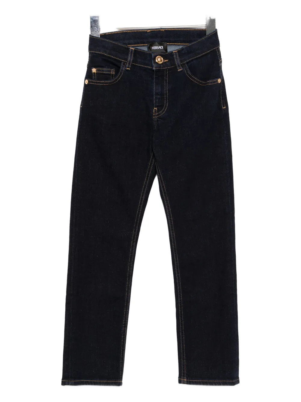 Versace Kids embroidered-print jeans - Blu