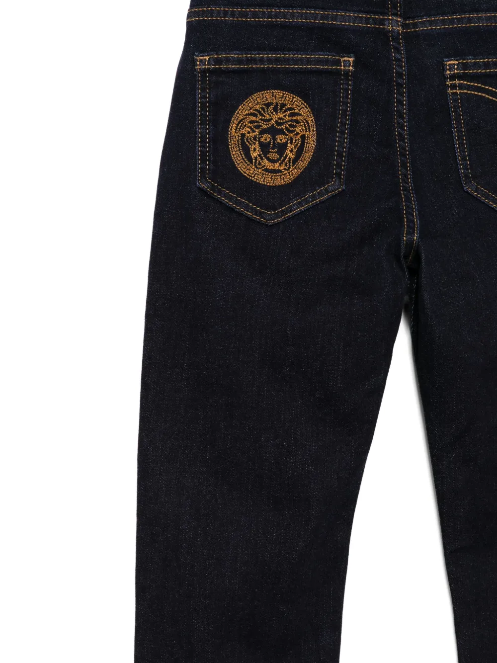 Versace Kids embroidered-print jeans Blauw