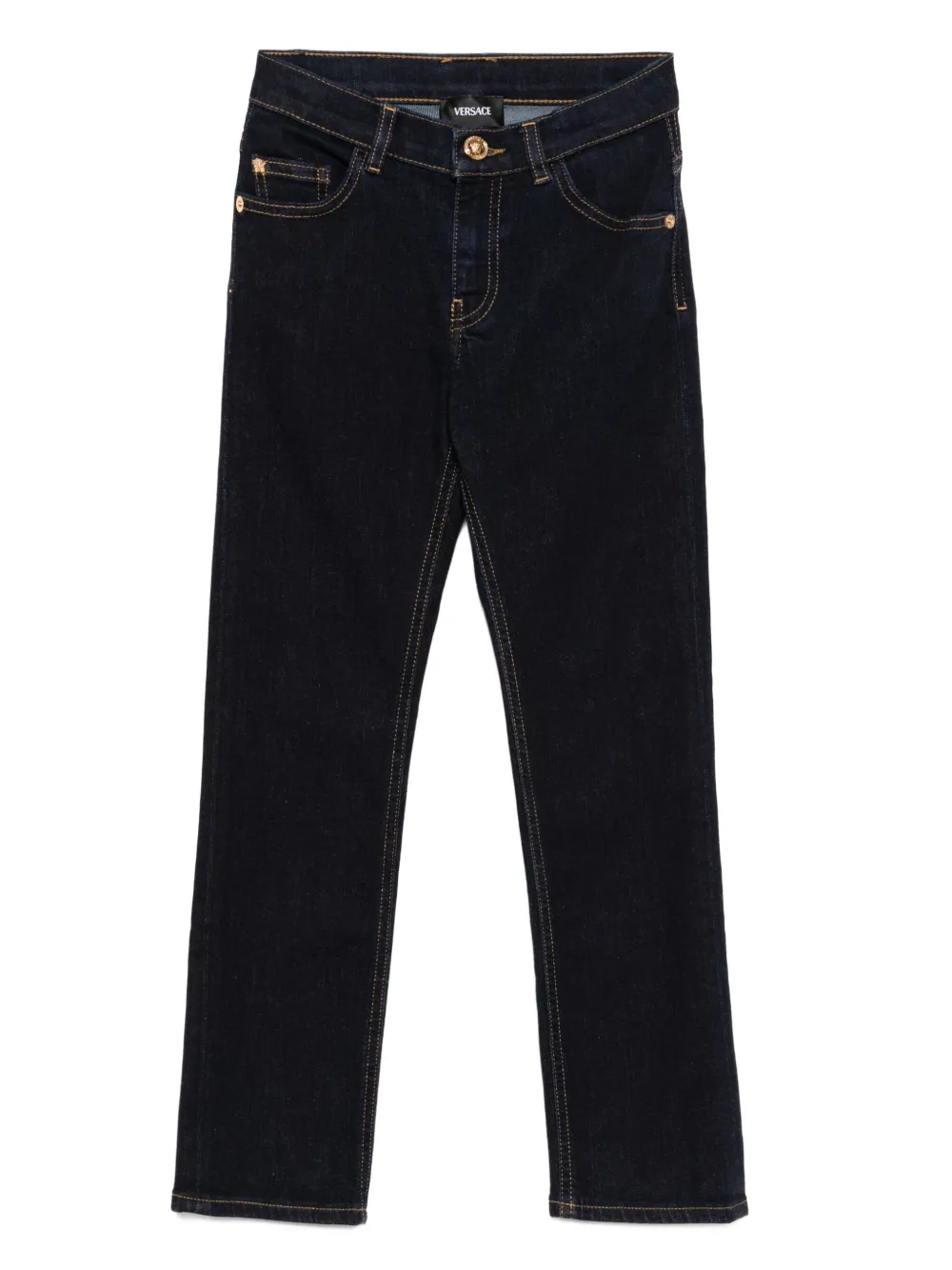 Versace Kids embroidered-print jeans Blauw