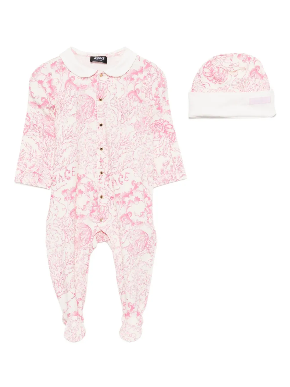 Versace Kids Underwater Barocco pajama set Beige