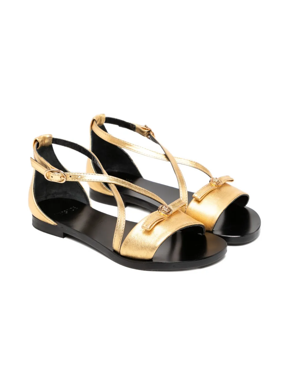 Versace Kids Gianni-ribbon sandals Yellow