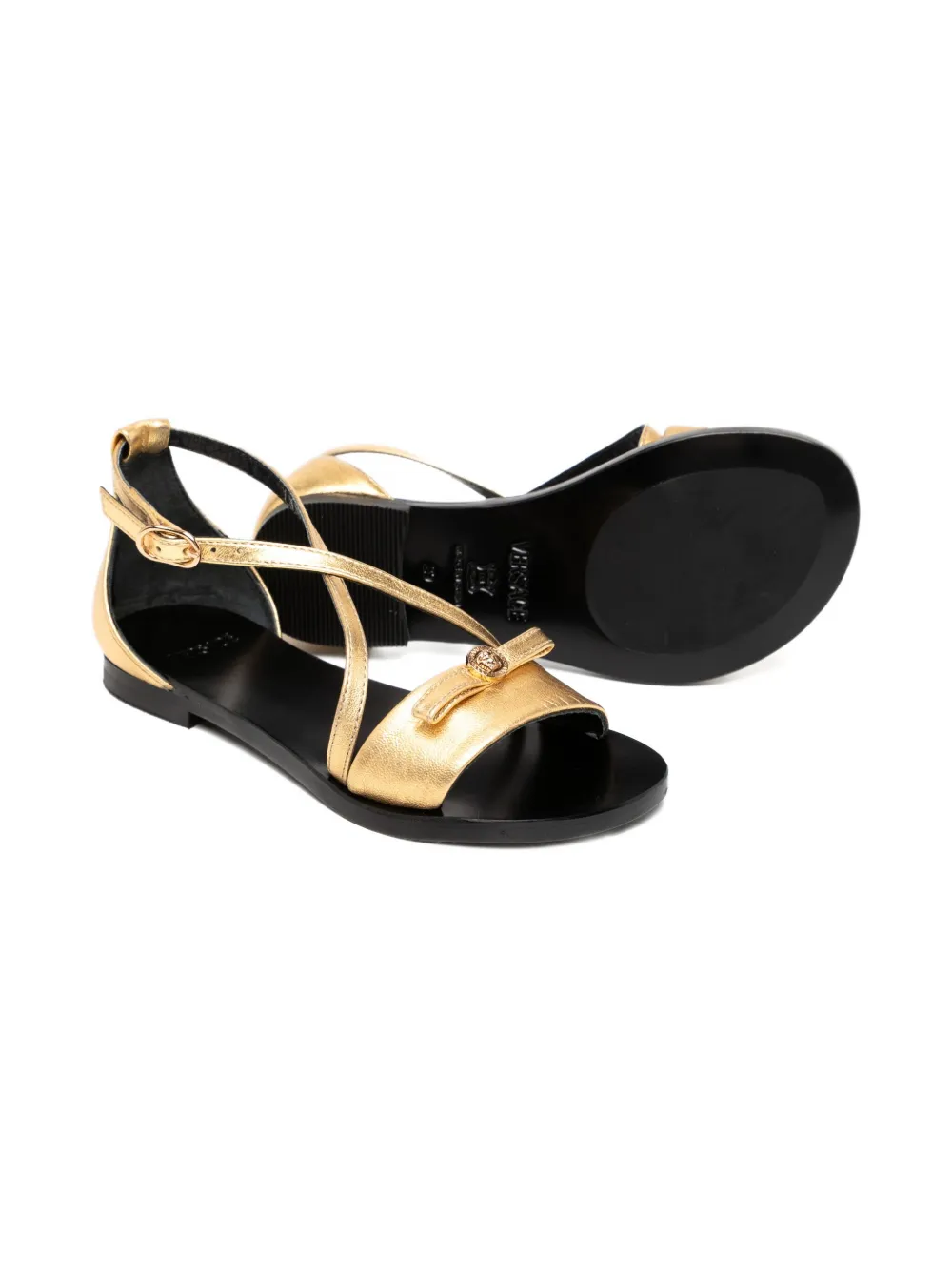 Versace Kids Gianni-ribbon sandals Yellow