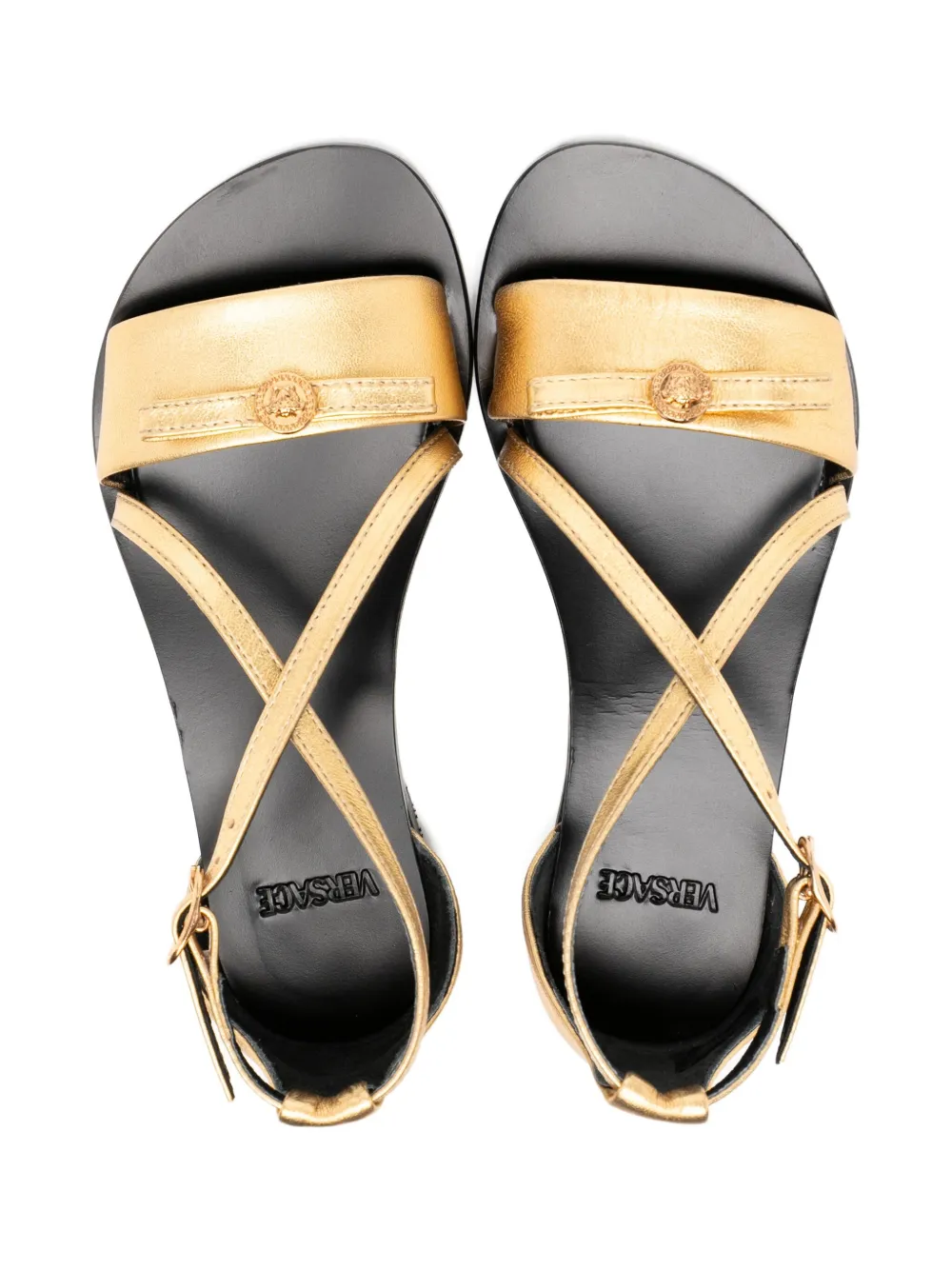 Versace Kids Gianni-ribbon sandals Yellow