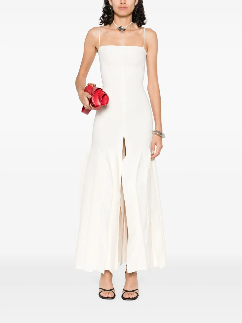 A.W.A.K.E. Mode Lip Choker midi dress - Wit