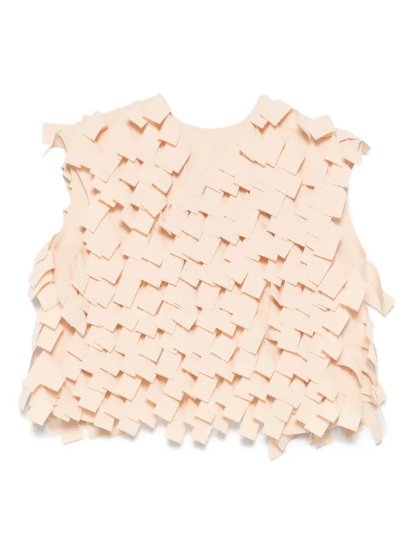 A.W.A.K.E. Mode Fringed Crop Top in Neutrals