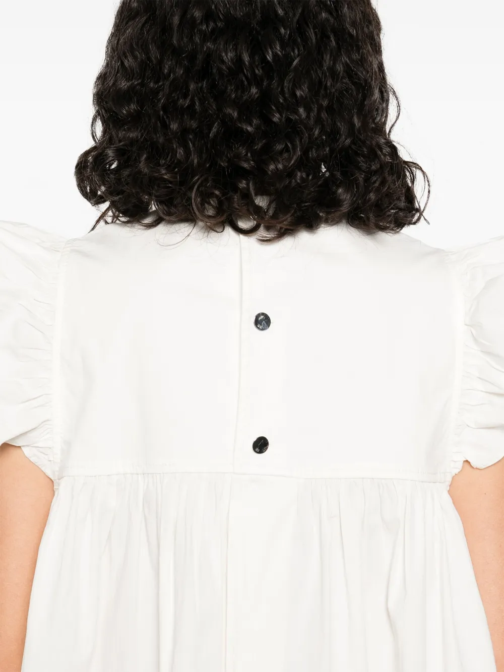 GANNI Midi-jurk met ruches Beige
