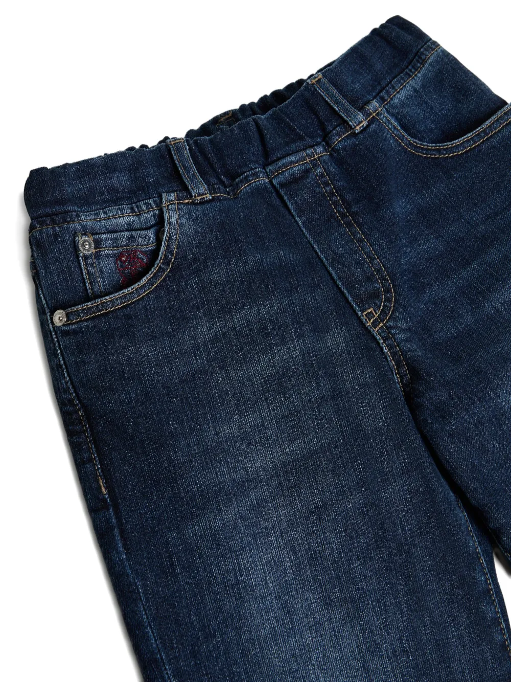 Brunello Cucinelli Kids embroidered elasticated-waist jeans Blauw