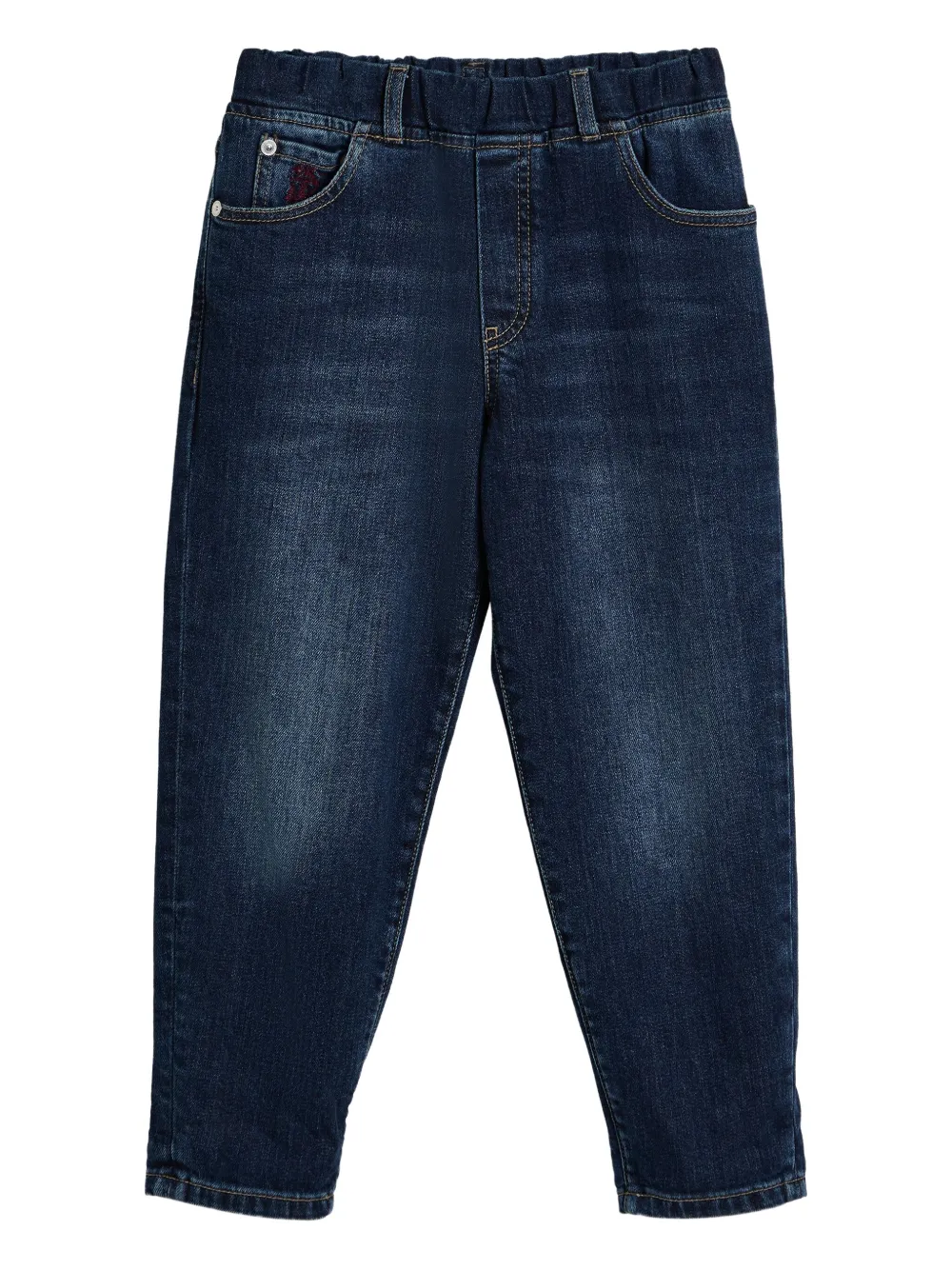 Brunello Cucinelli Kids embroidered elasticated-waist jeans Blauw
