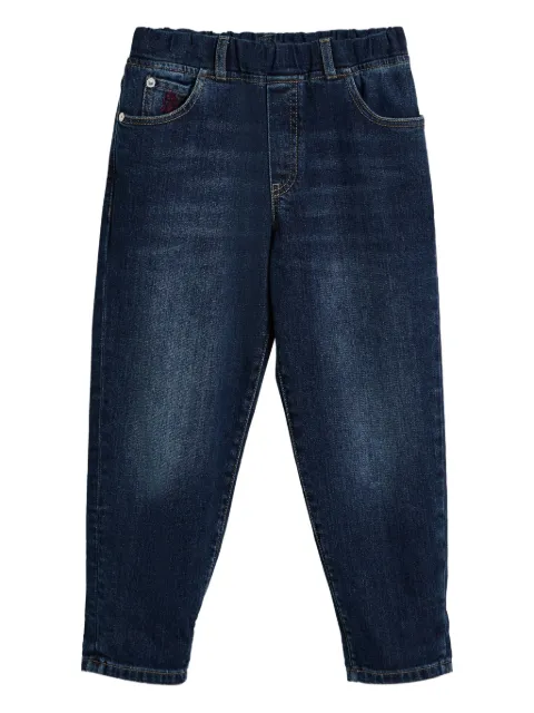 Brunello Cucinelli Kids embroidered elasticated-waist jeans