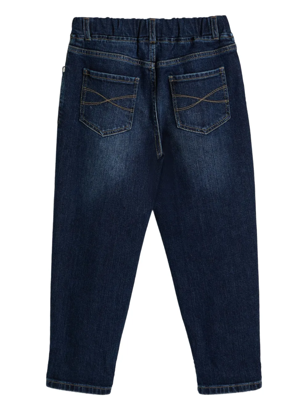 Brunello Cucinelli Kids embroidered elasticated-waist jeans Blauw