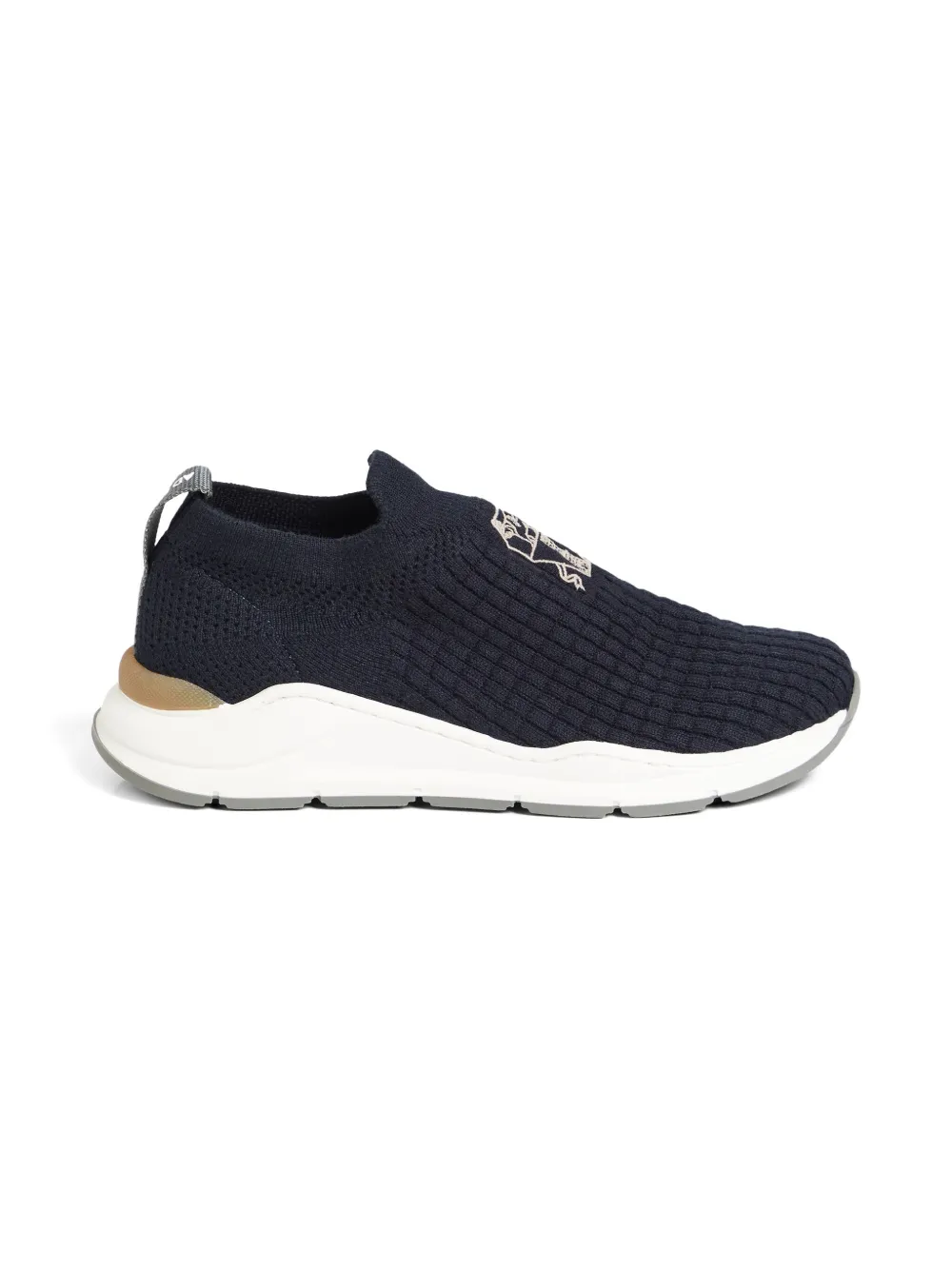 Brunello Cucinelli Kids slip-on embroidered sneakers Blue