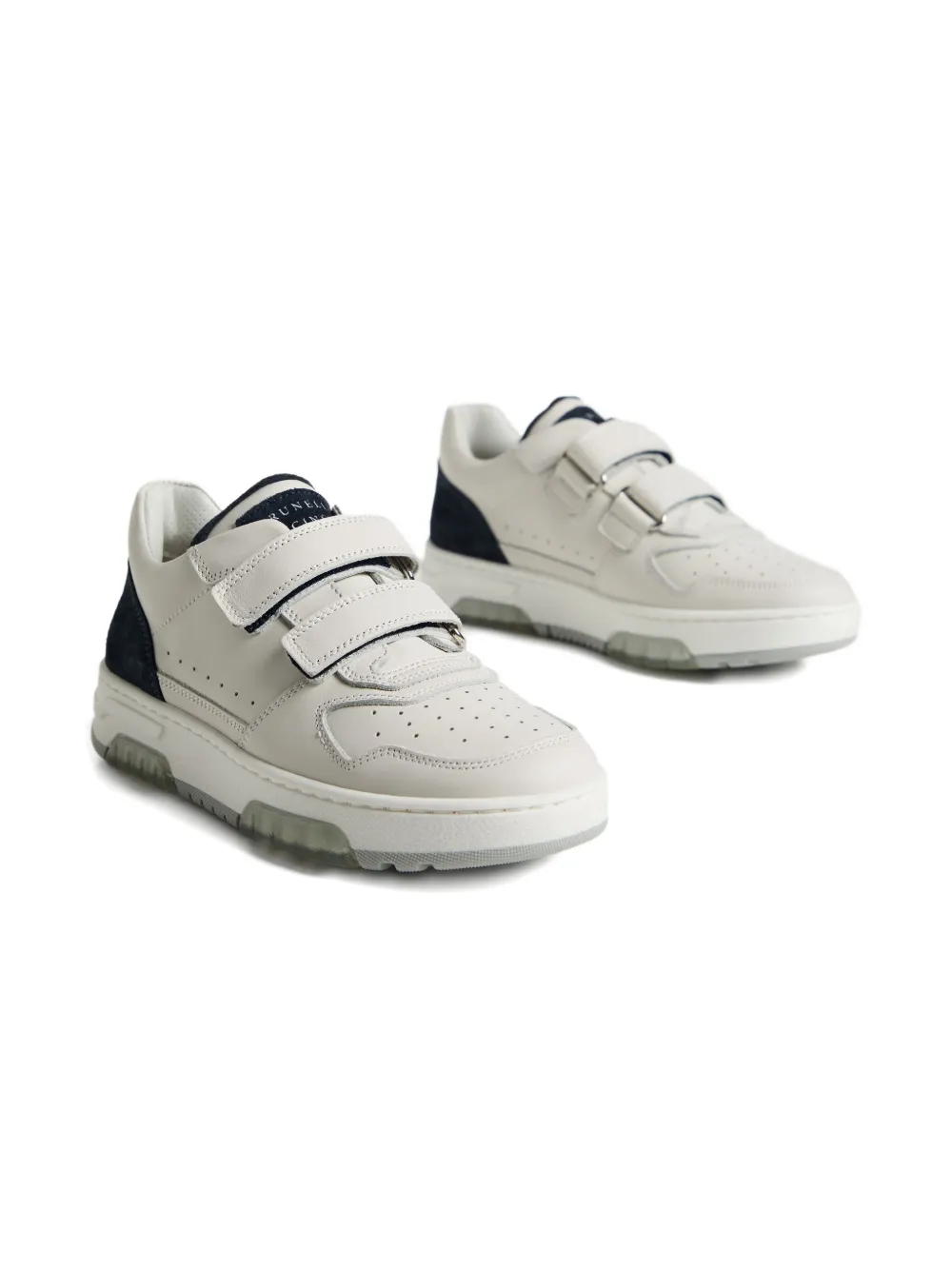 Brunello Cucinelli Kids double-strap leather sneakers Beige