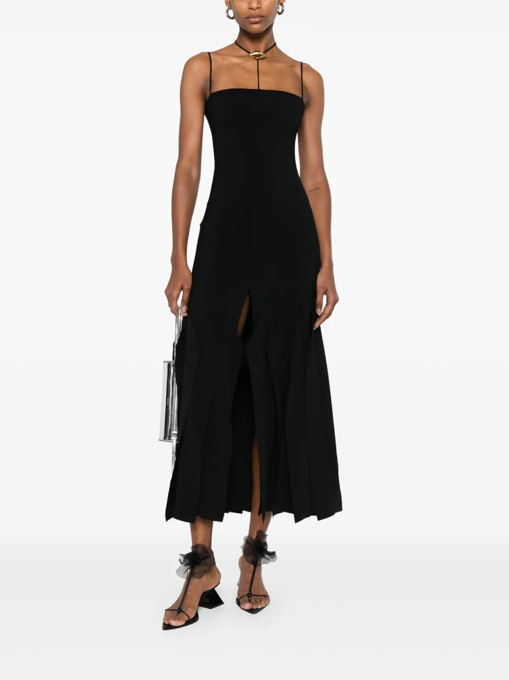 A.W.A.K.E. Mode Lip Choker midi dress - Zwart
